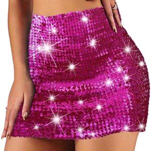 NWOT Hot Pink Sequin Mini Skirt